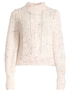 REBECCA TAYLOR TWEED CABLEKNIT SWEATER,400011730351