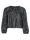 ALICE AND OLIVIA AVILA SEQUIN CROPPED BLOUSON TOP,400011766093