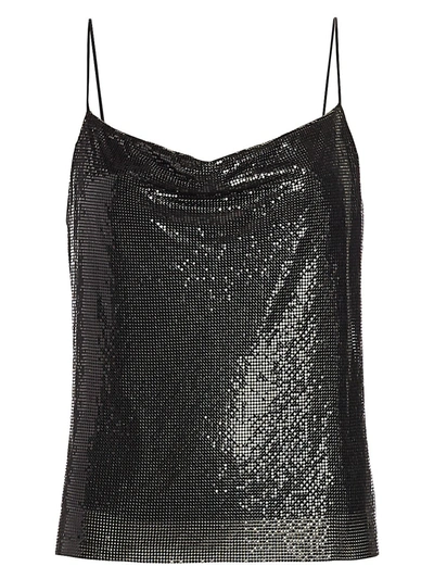 Alice And Olivia Harmon Chainmail Drapey Camisole In Black