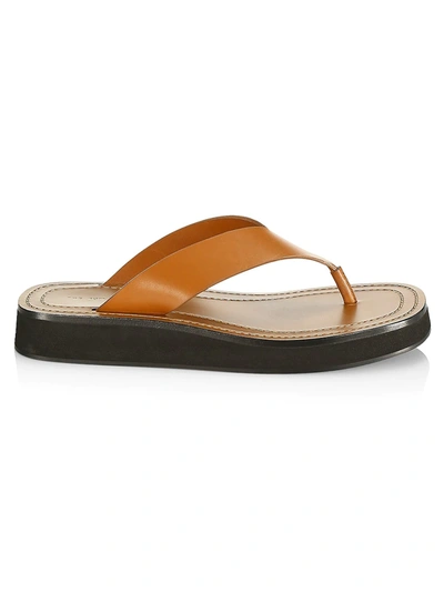 The Row Women's Ginza Leather Thong Sandals In Caramel