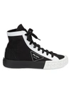 PRADA WOMEN'S COLORBLOCK CANVAS HIGH-TOP SNEAKERS,0400011744480