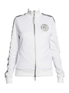 FENDI WOMEN'S SILVER LOGO STRIPE TRACK JACKET,0400011822498