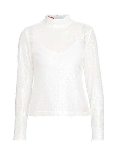 Staud Women's Chaka Lace Blouse In Clear Sequin