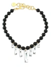 Nest Women's 22k Goldplated Horn & Swarovski Crystal Necklace In Onyx