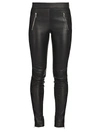 ALEXANDER MCQUEEN WOMEN'S LACE TRIM LEATHER LEGGINGS,0400011763952