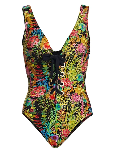 Karla Colletto Swim Maritta Lace-up Floral One-piece Swimsuit In Liberty Print