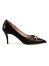 GUCCI WOMEN'S MID-HEEL LEATHER PUMPS,0400011665187