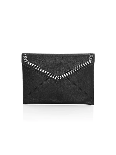 Rebecca Minkoff Leo Chain-trimmed Leather Envelope Clutch In Black