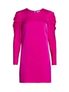 MILLY STRETCH SILK CARINA DRAPED LONG-SLEEVE DRESS,400011946106