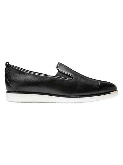 Cole Haan Grand Ambition Slip-on Leather Sneakers In Black Leather