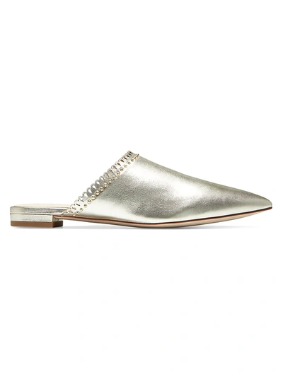 Cole Haan Women's Raelyn Studded Metallic Leather Mules In Soft Gold