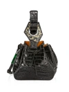 GANNI WOMEN'S SMALL CROC-EMBOSSED LEATHER BUCKET BAG,0400011923194