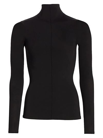 The Row Ribbed Mockneck Top In Black