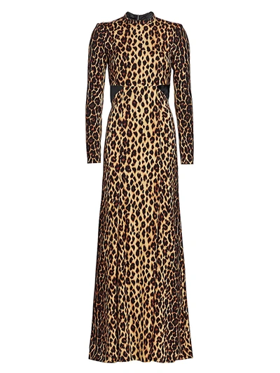 A.l.c Gabriela Cutout Leopard-print Stretch-silk Maxi Dress In Brown Multi