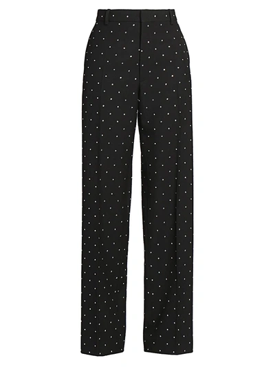 Balenciaga Sequin-embellished Wool-twill Straight-leg Pants In Noir
