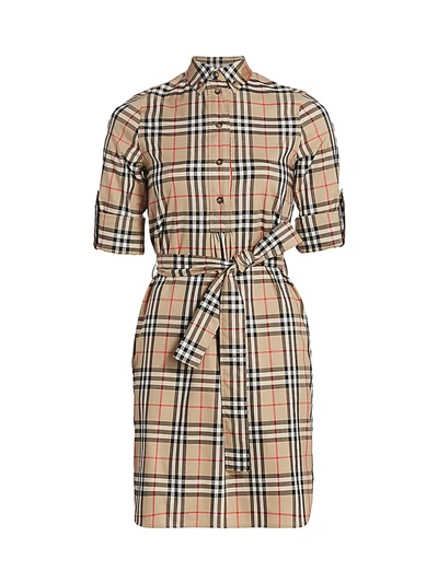BURBERRY WOMEN'S GIOVANNA CHECK BELTED SHIRTDRESS,400011830912