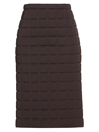 Bottega Veneta Women's Quilted Technical Pencil Skirt In Chocolate