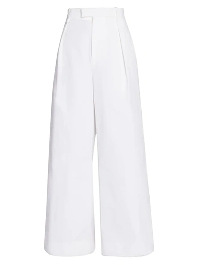 Bottega Veneta Cropped Wide-leg High-rise Stretch-linen Trousers In White