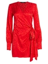 ANDAMANE WOMEN'S CARLY SIDE-BOW MINI WRAP DRESS,0400012063840