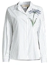 WEEKEND MAX MARA ANTONY STRIPE & FLORAL EMBROIDERY COTTON SHIRT,400011970930