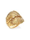 HUEB WOMEN'S BAHIA 18K YELLOW GOLD & DIAMOND LEAF RING,400092773197