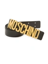 Moschino Men's Logo Leather Belt In Black