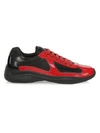 Prada Men's America's Cup Patent Leather & Technical Fabric Sneakers In Red Black