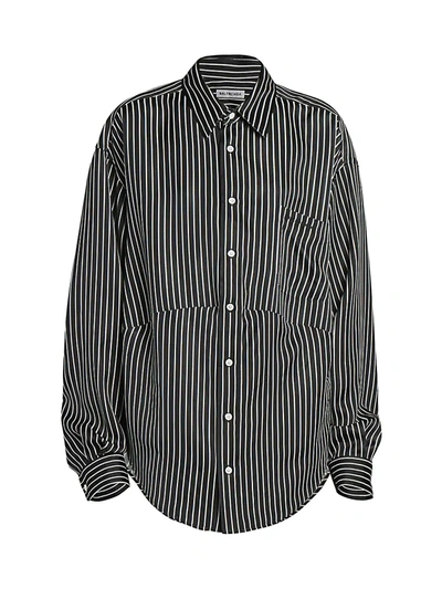Balenciaga Striped Swing Shirt In Black Natural
