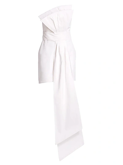 Alexia Maria Estelle Front-drape Silk Mini Sheath Dress In White
