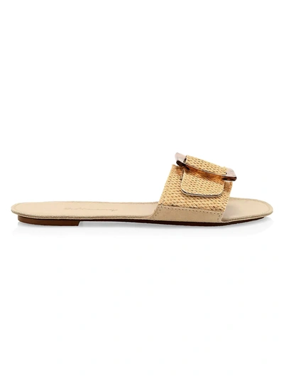 Definery Loop Raffia Flat Sandals In Bamboo