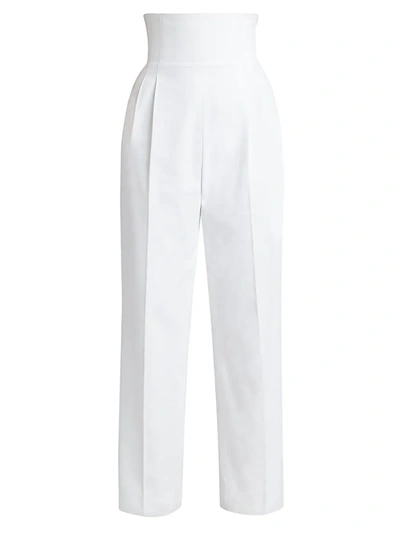 Alaïa High-rise Cotton Gabardine Pants In White