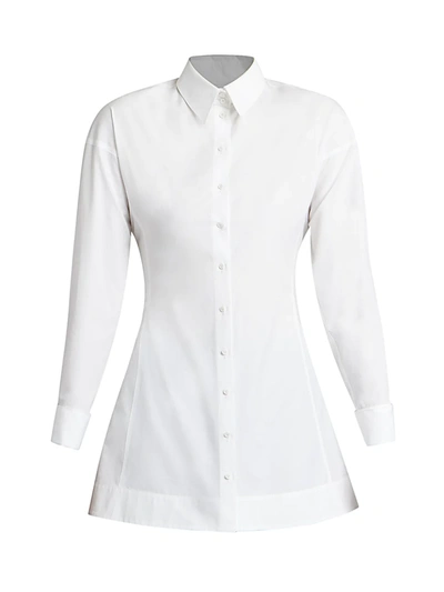 Alaïa Back Pleated Poplin Blouse In White