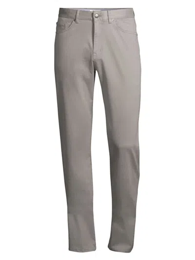 Peter Millar Ultimate Stretch Cotton And Modal-blend Sateen Trousers In Gray