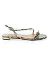 AQUAZZURA WOMEN'S SERPENTINE SNAKESKIN SLINGBACK SANDALS,0400011864317