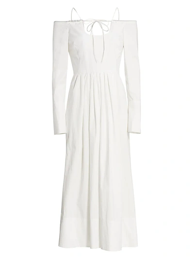 By Any Other Name Women's Pastoral Spaghetti Strap Midi Dress In White