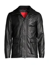 ISAIA MEN'S DIAMOND QUILTED UTILITY POCKET LEATHER COAT,0400011360283