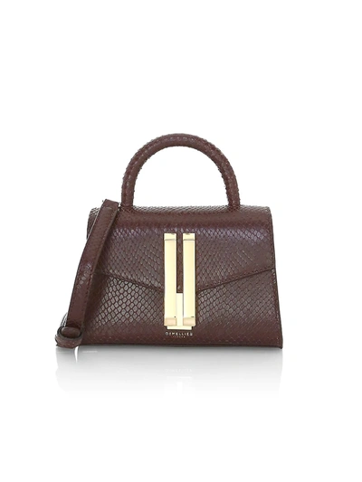 Demellier Women's Nano Montreal Snakeskin-embossed Leather Satchel In Chocolate