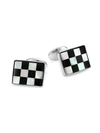 DAVID DONAHUE CHECK ONYX STERLING SILVER CUFF LINKS,400011552916