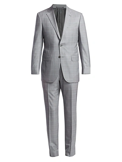 Ermenegildo Zegna Men's Wool-silk Windowpane Two-piece Suit In Gray