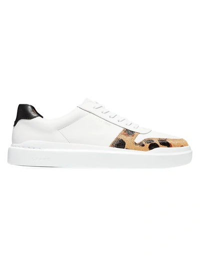 Cole Haan Grandpro Rally Leopard-print Calf Hair Leather Trainers In Optic White-jaguar