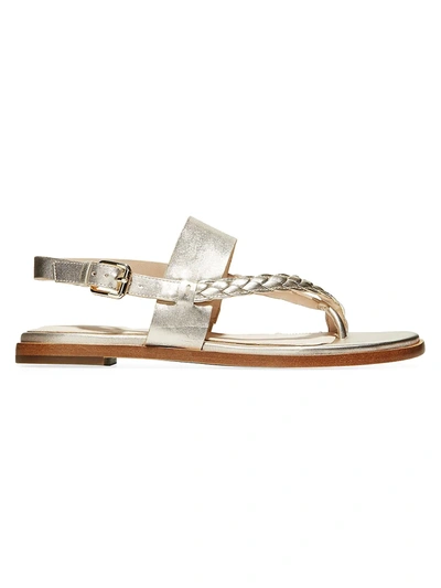 Cole Haan Women's Anica Braided Metallic Leather Slingback Thong Sandals In Gold