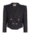 SAINT LAURENT WOMEN'S CROPPED DOUBLE BREASTED BLAZER,0400012117925