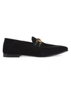 GUCCI MEN'S SUEDE HORSEBIT LOAFER WITH WEB,0400011908099