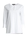 Lafayette 148 Whalen Slit Blouse In White