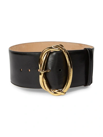 Alexander Mcqueen Women's Sculptural Leather Belt In Black