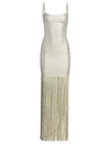 HERVE LEGER WOMEN'S METALLIC FRINGE MAXI DRESS,0400012196524