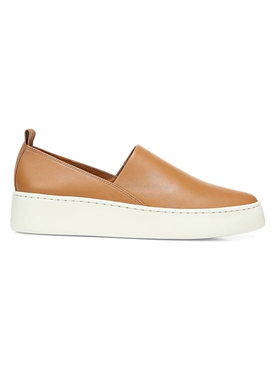 Vince Saxon Napa Leather Slip-on Sneakers In Tan