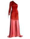 ALEJANDRA ALONSO ROJAS DIP-DYE SILK ONE-SHOULDER GOWN,400012283003