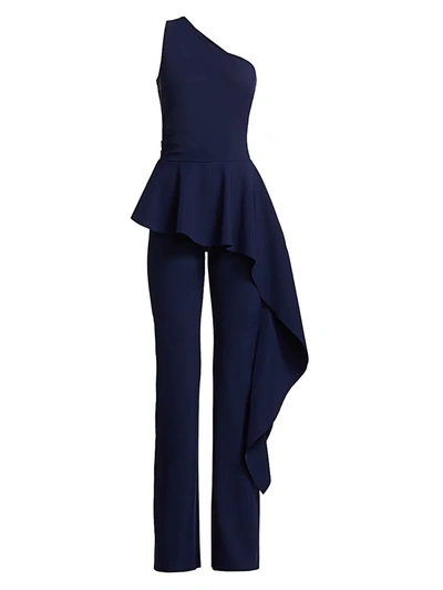 Chiara Boni La Petite Robe Kincso Ruffled Peplum Jumpsuit In Blu Notte