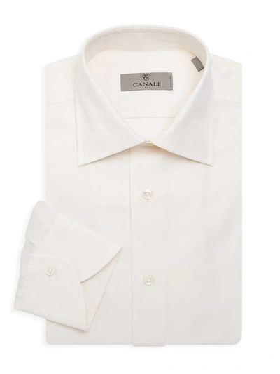 Canali Solid Regular Fit Dress Shirt In Beige